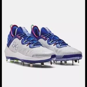 UNDER ARMOUR MENS HARPER 8 LOW ST METAL BASEBALL CLEATS SIZE 9.5 WHITE ROYAL